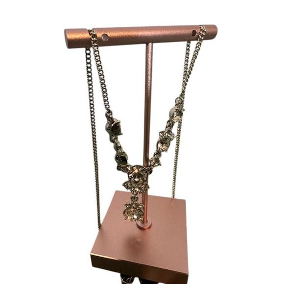 Givenchy Silver-Tone Multi Crystal Pendant Adjustable Y-Neck Necklace Women - Picture 3 of 11